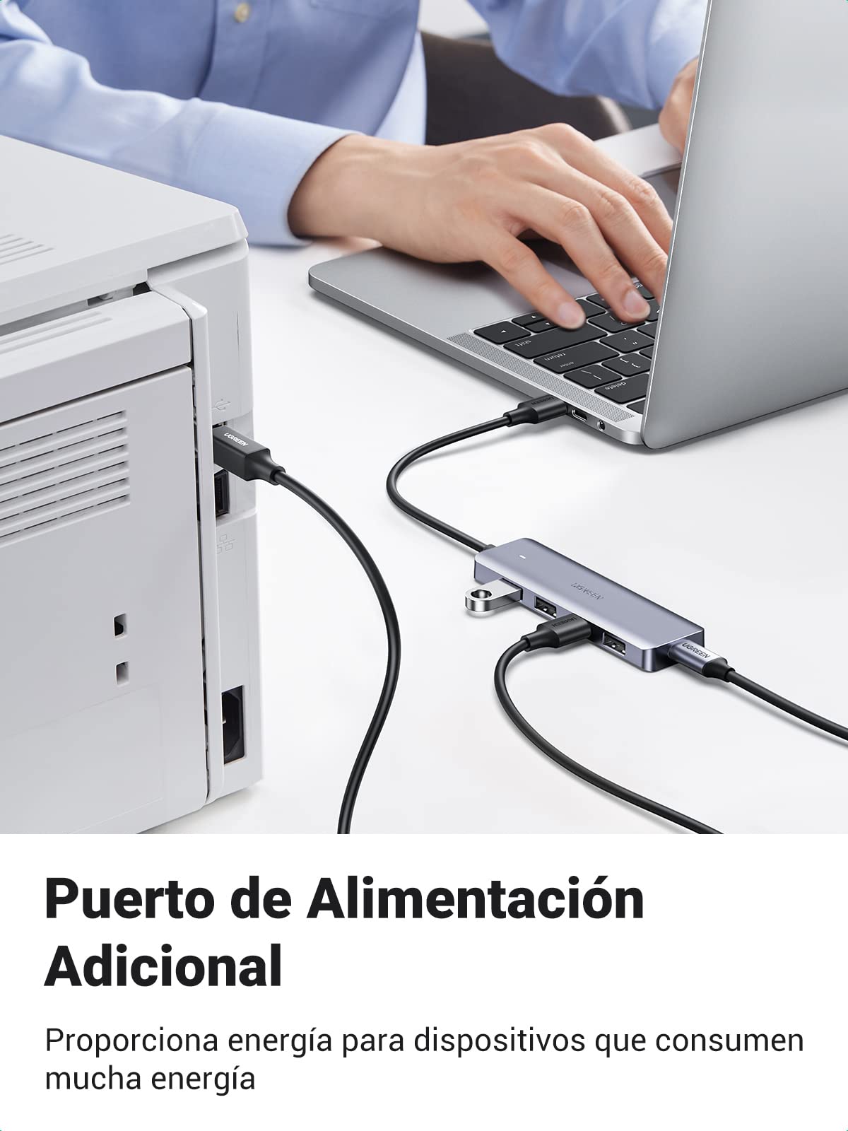 Hub USB 3.0 UGREEN Negro con 4 Puertos SuperSpeed para Macbook, PC y Consolas