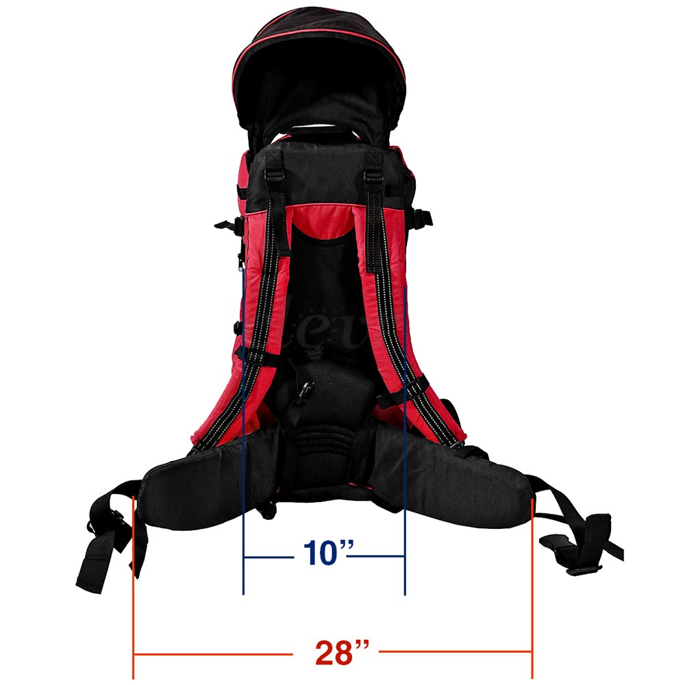 Clevr - Mochila Ligera Excursionismo de Lujo Para Bebé Niño Con Visera de Parasol, Roja