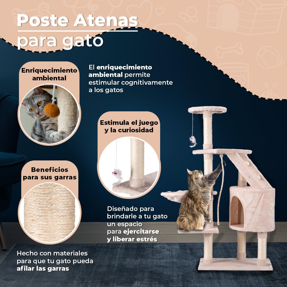 Mueble Rascador Fancypets Atenas 120 cm para Gato