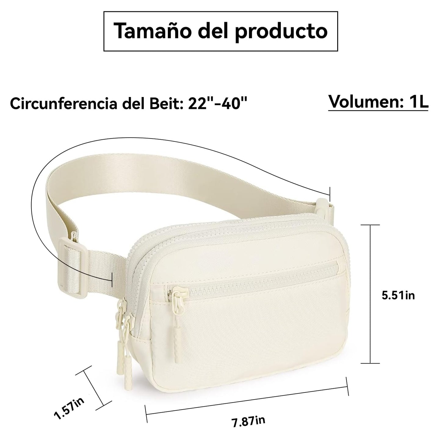 CXJYSD Riñonera de moda casual para hombres y mujeres,correa de hombro ajustable multifuncional,bolso cruzado con 4 bolsillos con cremallera, adecuado para hacer ejercicio,correr (Blanco-02)
