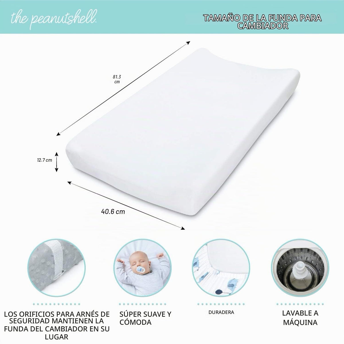 The Peanutshell Fundas de cambiador de felpa Minky para bebés y niños | 2 unidades en color gris y blanco unisex