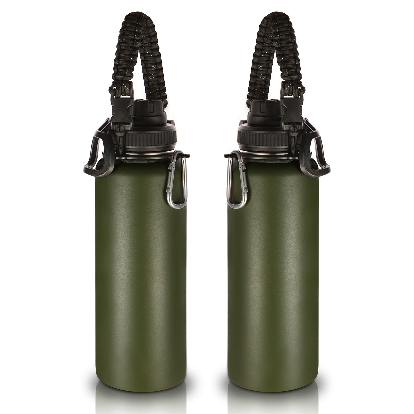 Botellas de Agua Volhoply Verde Militar con Asa de Paracaídas y Tapa de Boquilla