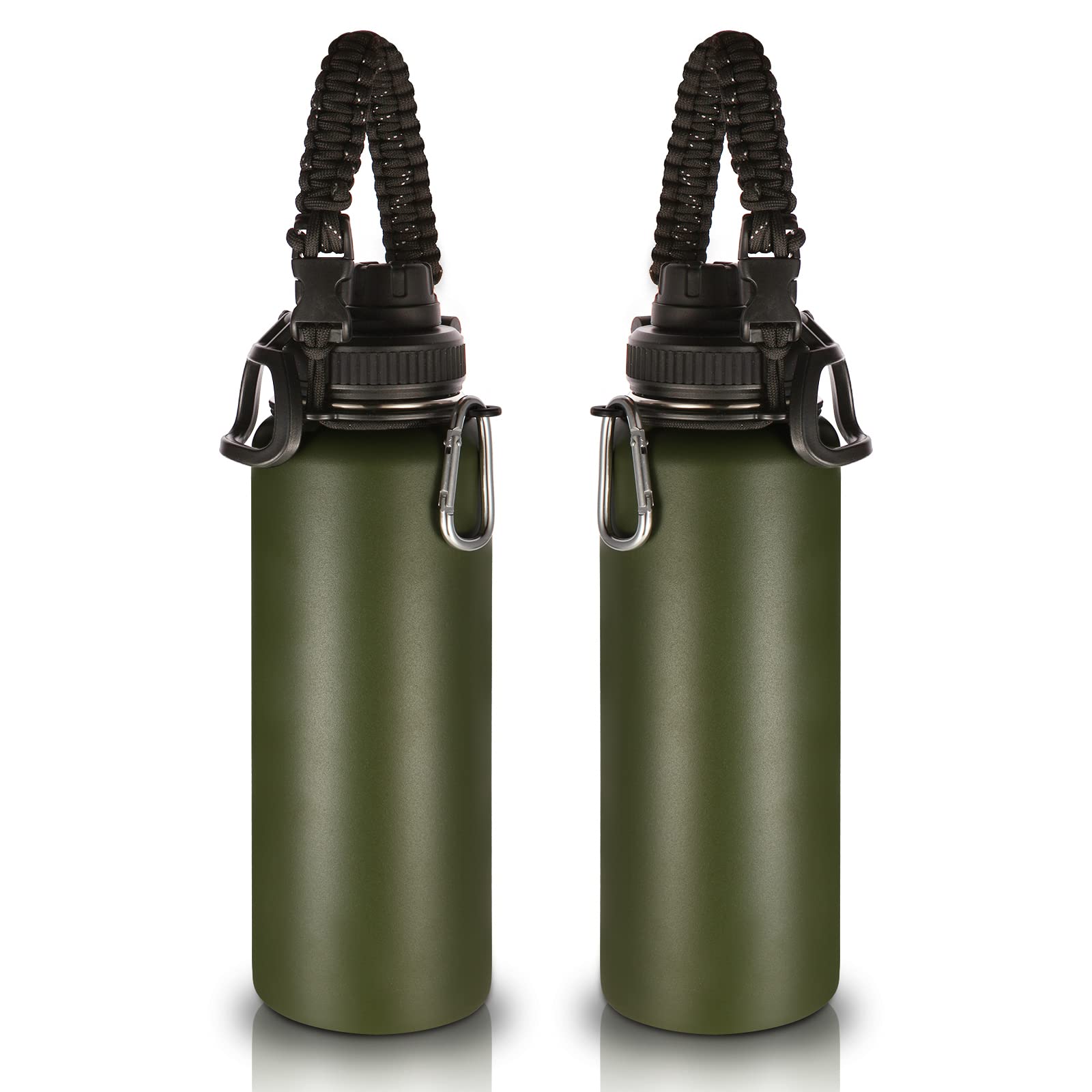 Botellas de Agua Volhoply Verde Militar con Asa de Paracaídas y Tapa de Boquilla