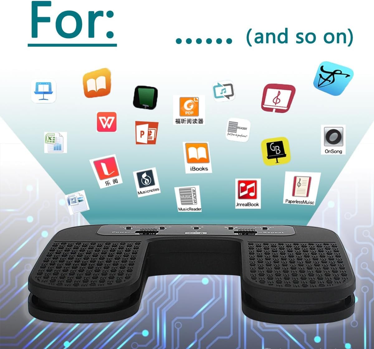Bluetooth Page Turner Pedal Teléfonos inteligentes y tabletas Recargable Pedales musicales