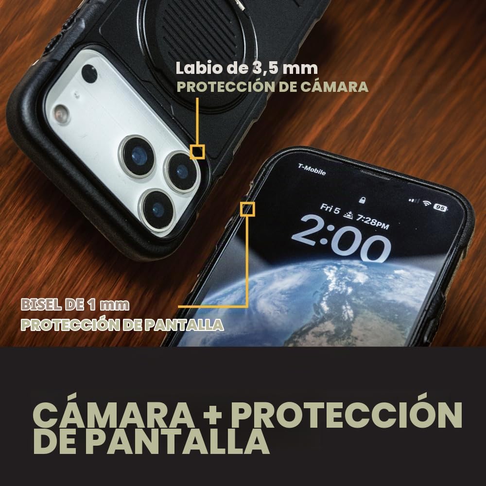 Funda Magnética DEWALT iPhone 18/17 Pro con Soporte Giratorio, Resistente y Antigolpes para Hombre