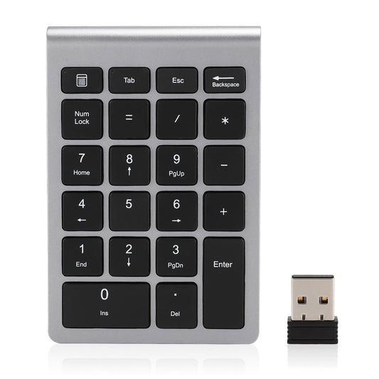 Teclado Numérico Inalámbrico Ergonómico Gris Hierro 22 Teclas para PC iOS OS Laptop