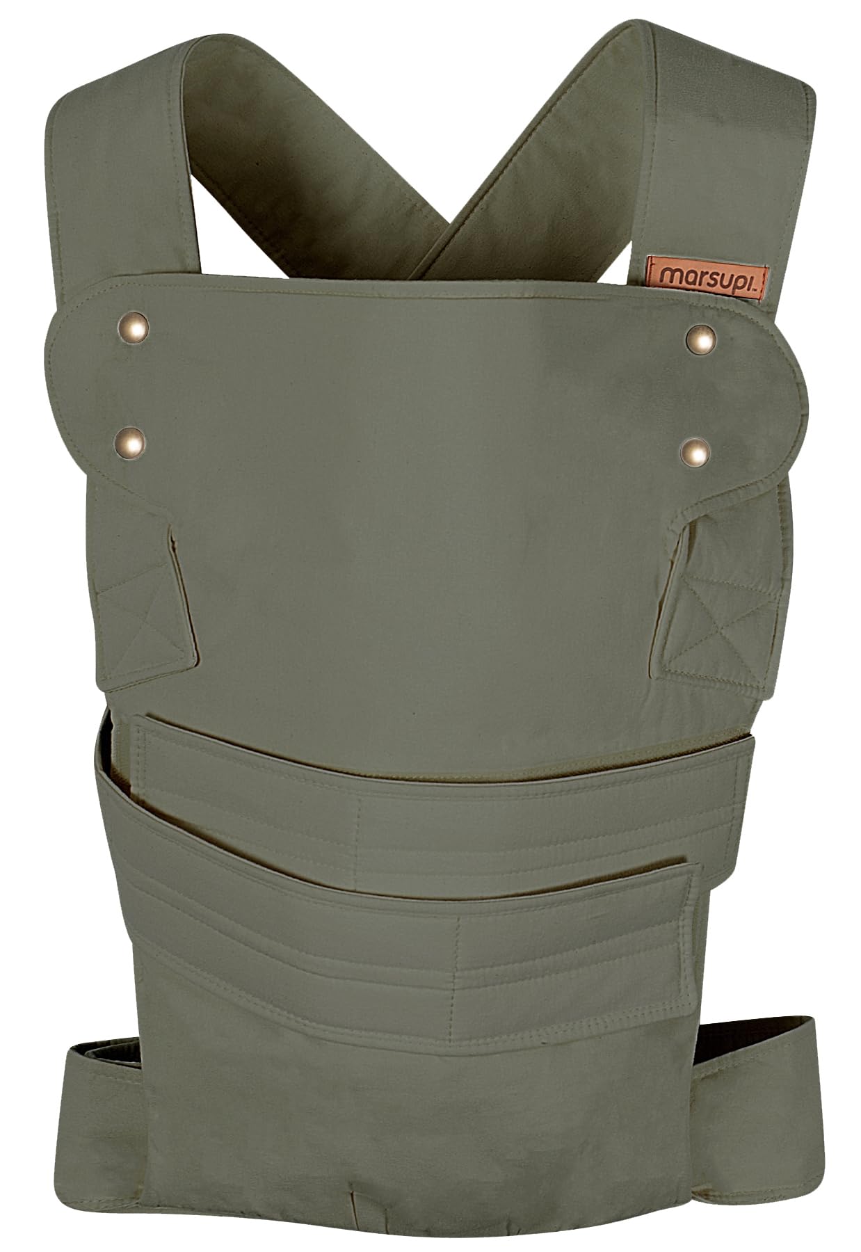 Portabebés Marsupi Algodón Orgánico Verde Oliva Ajustable 2 Posiciones Talla S/M
