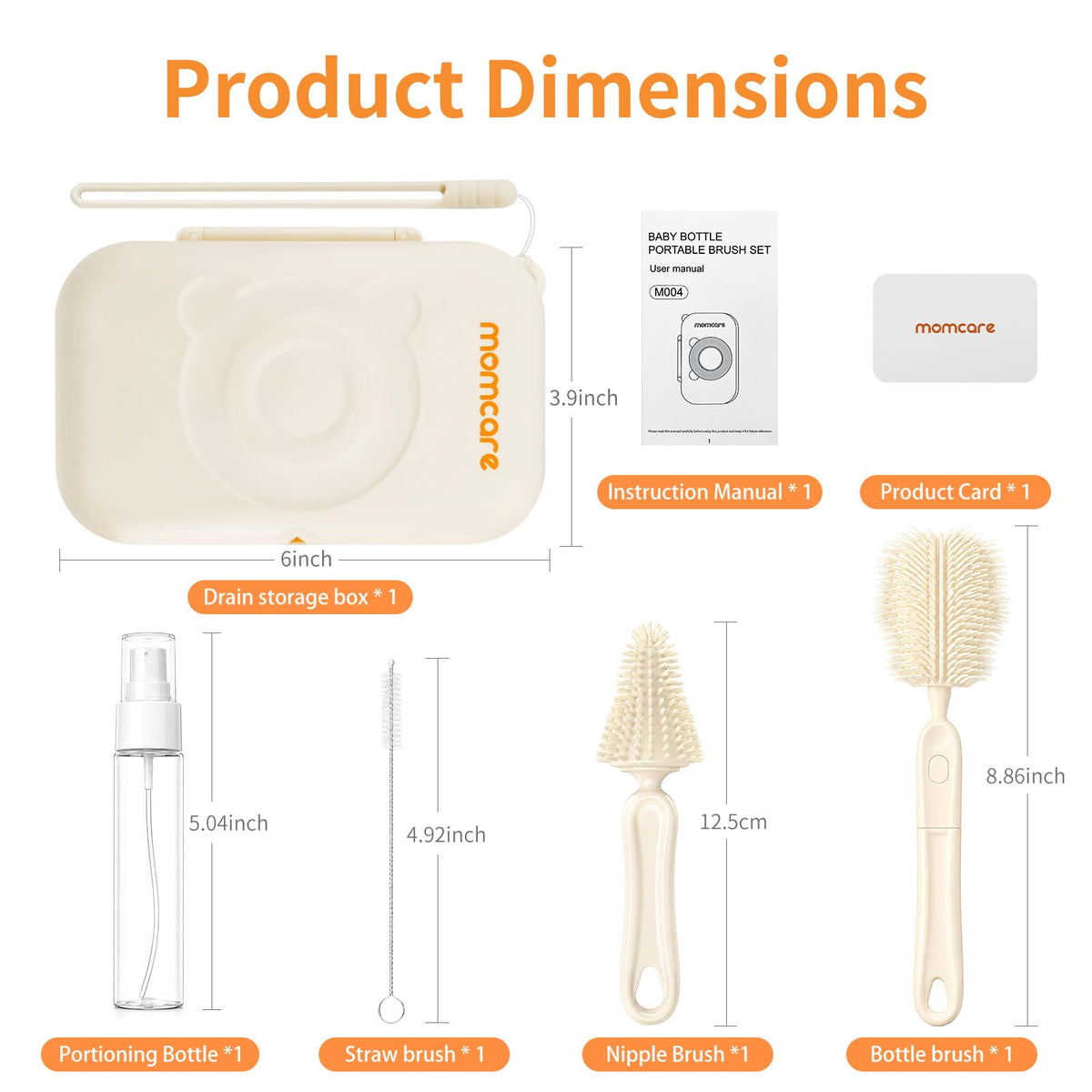 Momcare 6 en 1 cepillo para polvo de silicona para biberones con estante de