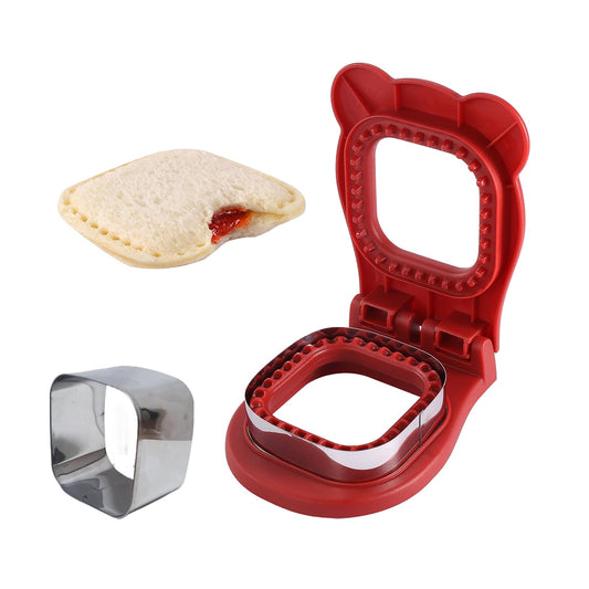 BOSIDETOOL - Cortador y sellador para sándwiches desoxidantes para almuerzos infantiles, fácil para la escuela y caja bento cuadrada, color rojo