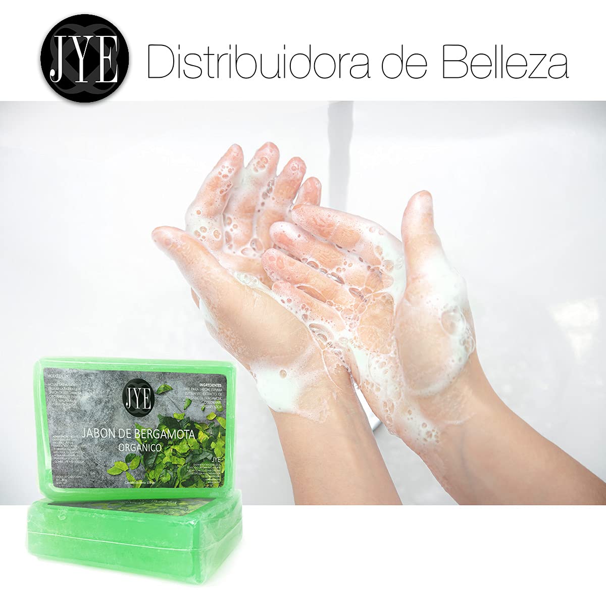 JYE Jabón de Bergamota Orgánico libre de químicos, auxiliar en Crecimiento Barba y Bigote Kit de 3 Piezas, uso diario todo tipo de piel