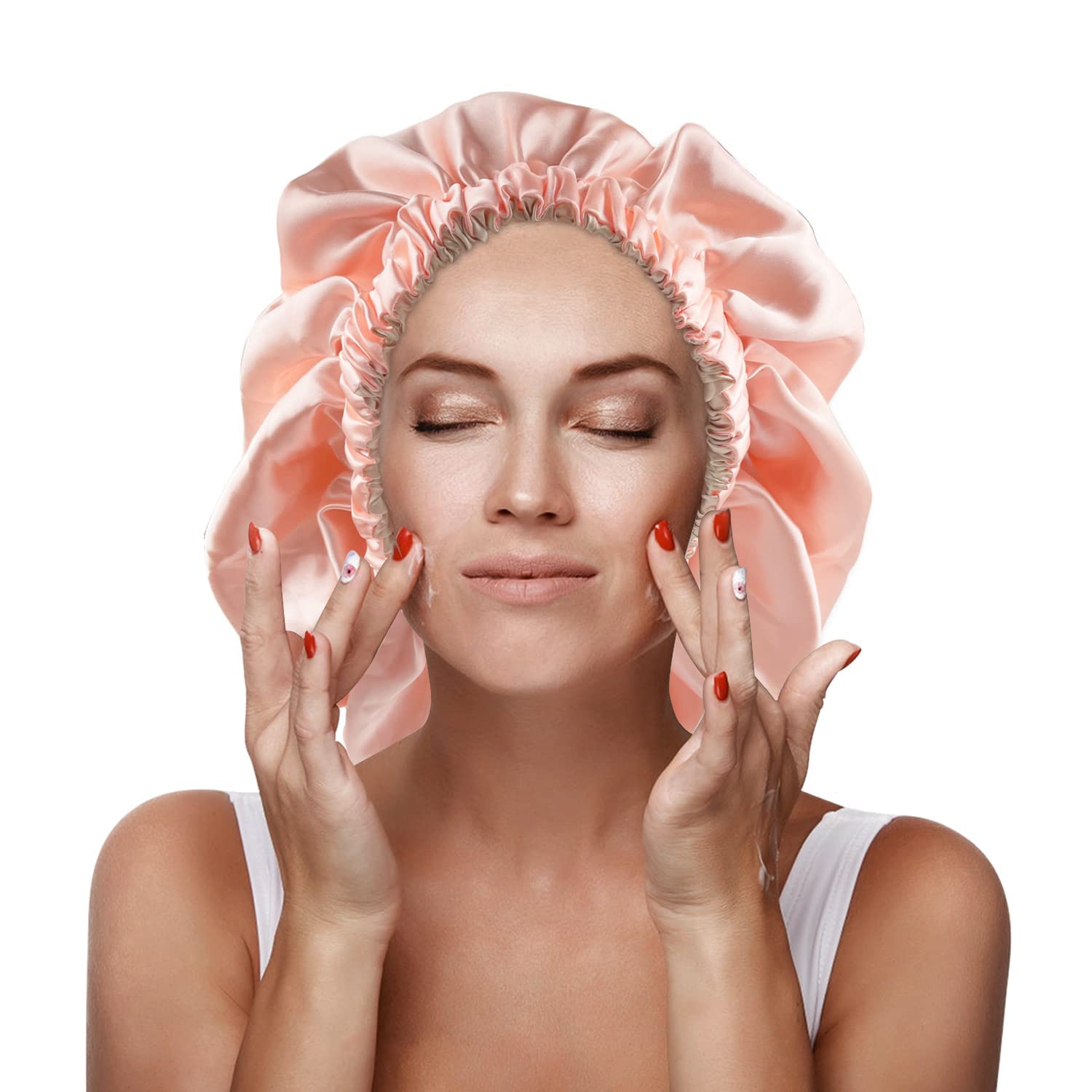 Shoonlo Gorros de Baño 3 Paquetes, Gorra de Baño EVA Impermeable Dobles, Gorro para Dormir Mujer Ajustable, Gorra de Bano Mujer Reutilizable para Bañarse y Dormir Cabello Rizado…