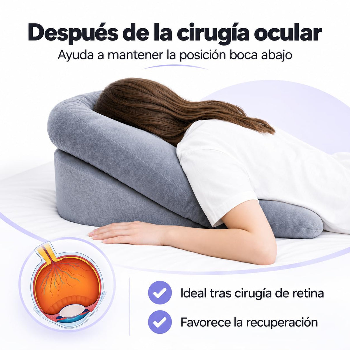 Almohada Viscoelástica SIJEW Blanca para Dormir Boca Abajo y Masajes