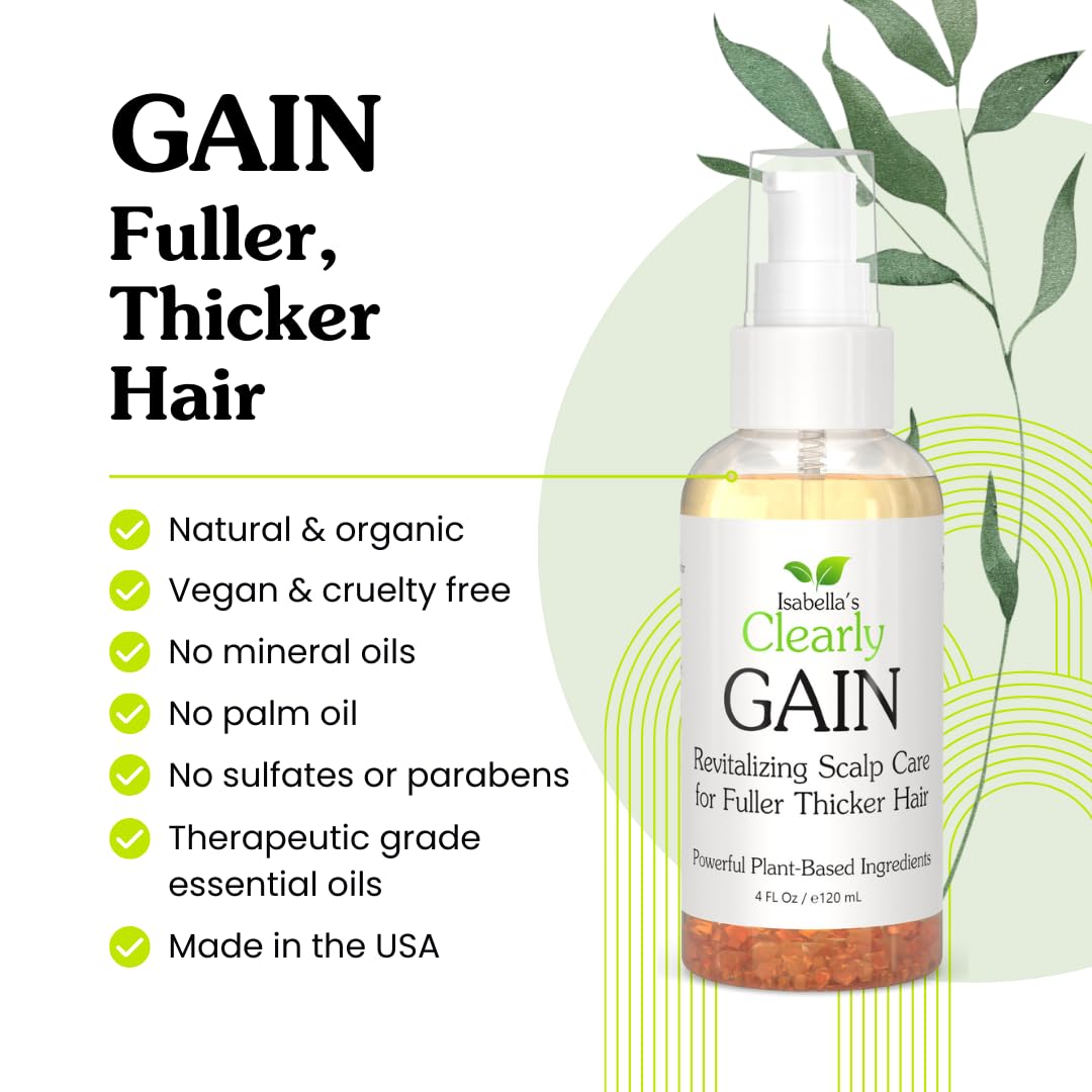 Aceite de Crecimiento del Cabello Clearly GAIN Natural con Ricino Salvia Romero para Cabello Debilitado en Hombres y Mujeres