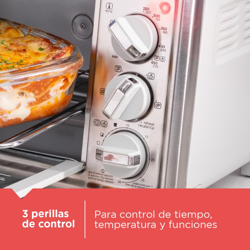 Black+Decker Horno tostador de 4 rebanadas, TO4130-1SDLA con tecnologia Eventoast para un tostado uniforme, 5 Funciones de cocción, 1150 Watts