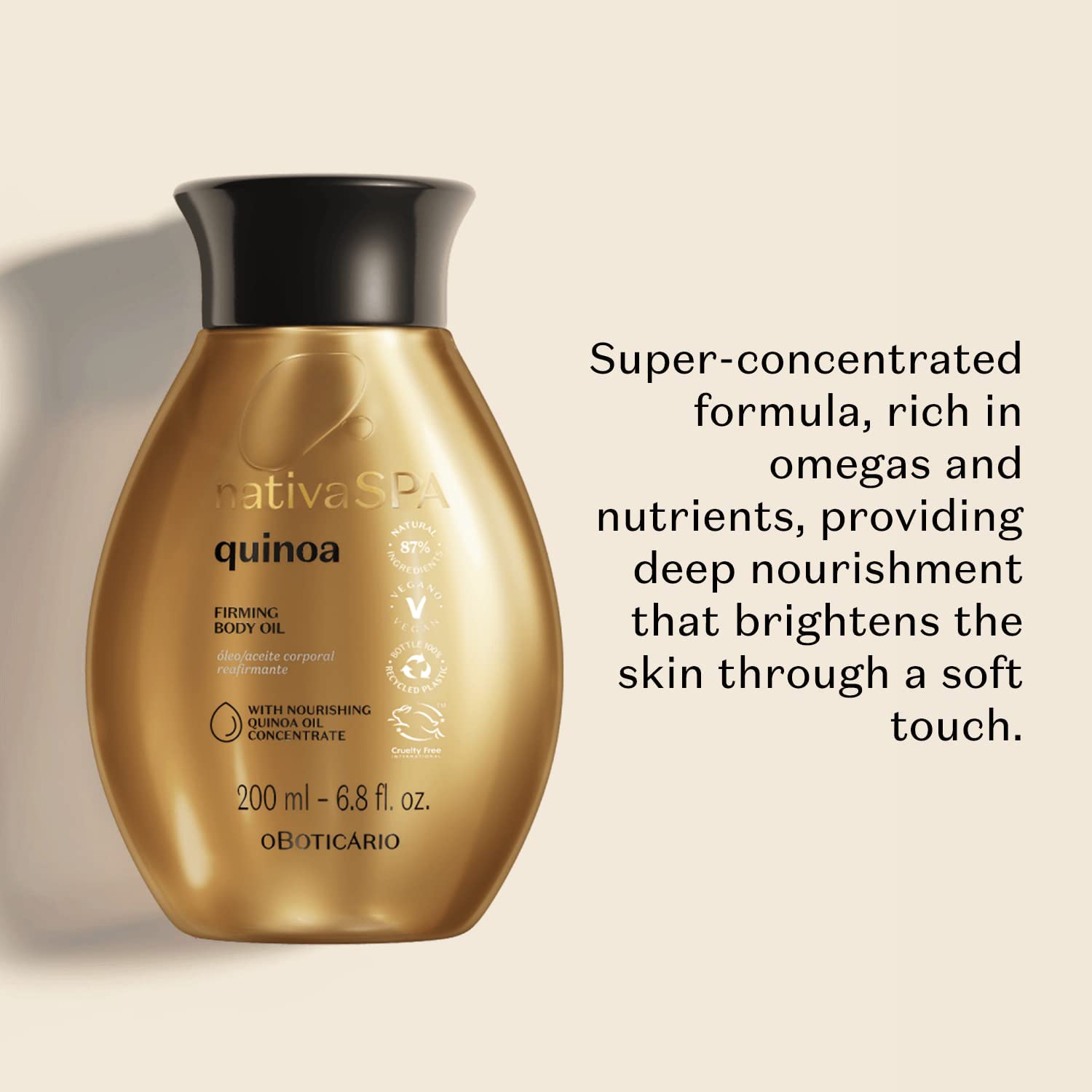 NATIVA SPA O BOTICÁRIO BYCRAY Nativa SPA by O Boticario Quinoa Hydrating Body Oil, Soft and Healthy Skin, 6.8 oz. (200 ml)