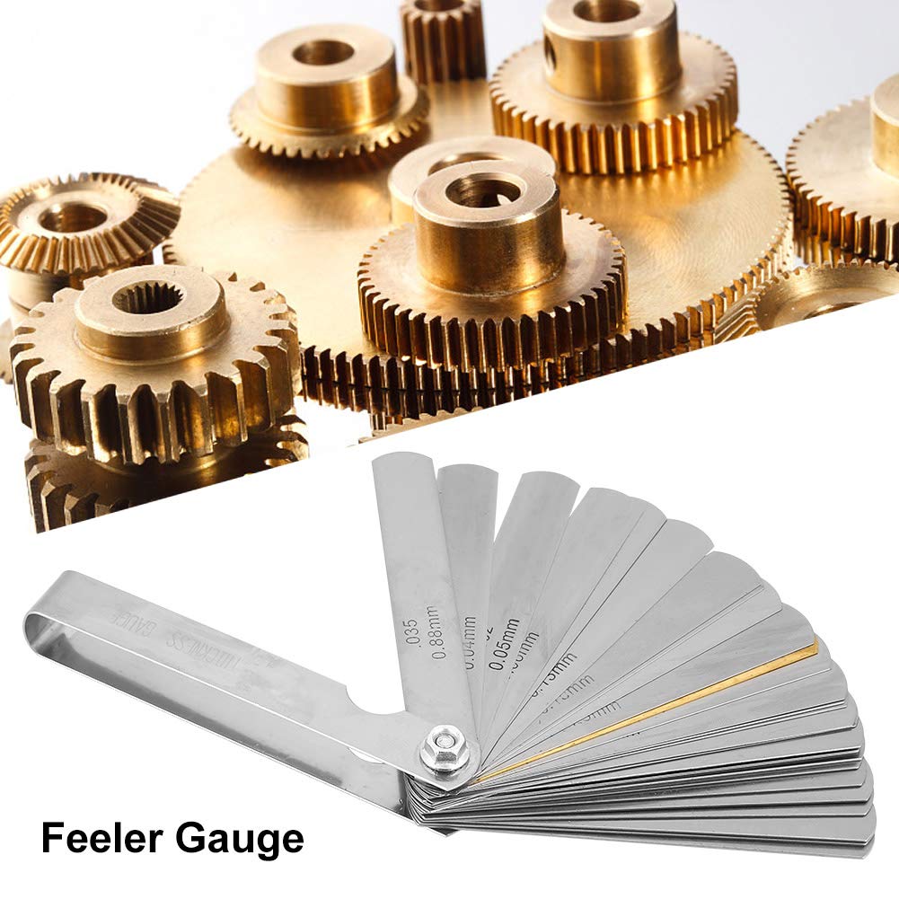 Galga de Espesores, Galga de Espesores de Acero Inoxidable de 0,04-0,88 Mm Herramienta de Inspección de Soldadura con Regla Métrica e Imperial de 89 Mm, Galgas de Espesores