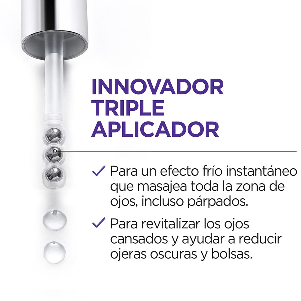 L'Oréal Paris Sérum Ojos Revitalift Ácido Hialurónico revitaliza los ojos disminuye ojeras oscuras y bolsas, ácido hialurónico para hidratar y rellenar líneas de expresión + 1% de cafeína pura para reducir ojeras. 20ml