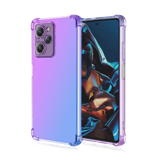 DABUNA Funda para Xiaomi Mi Poco X5 Pro 5G Case Uso Rudo,Transparente Colores Degradados Protectora de Cámara Anticaída Carcasa Bumper(Púrpura Azul)