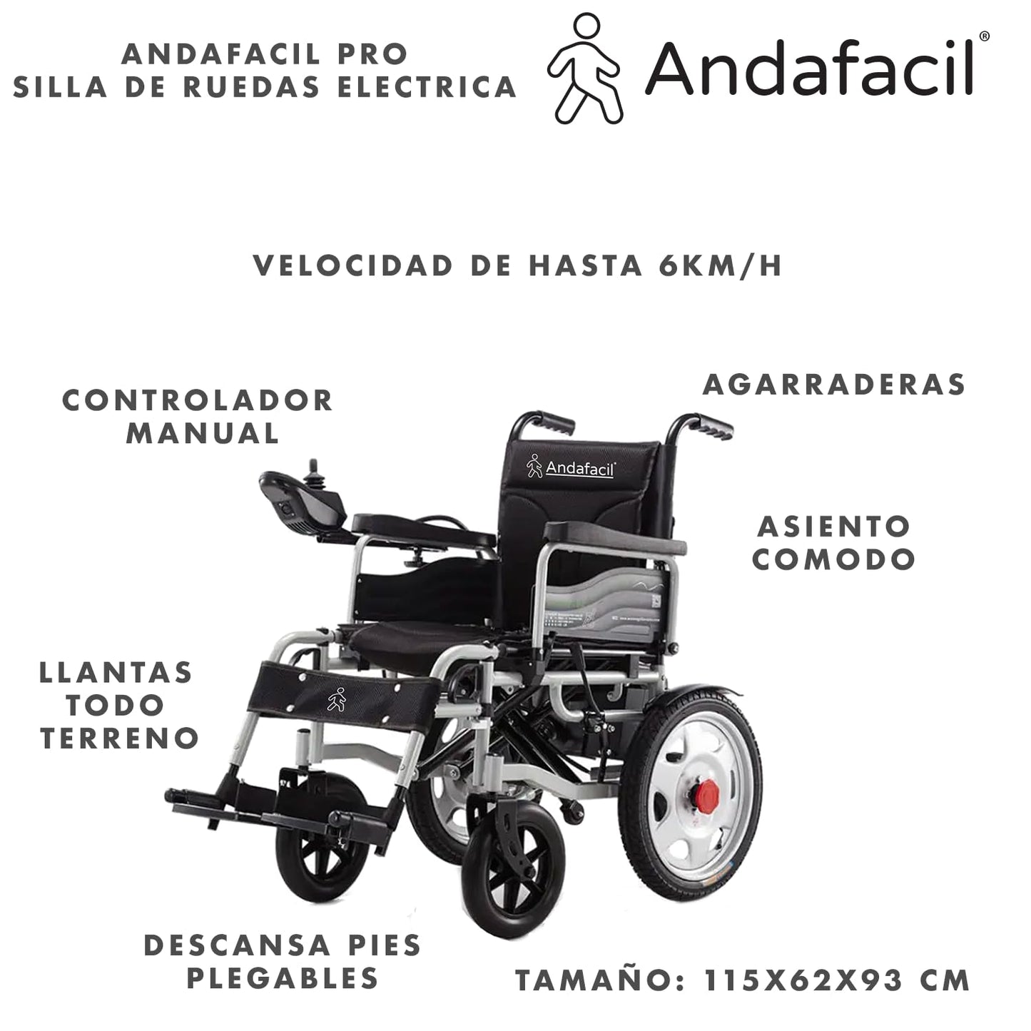 Silla de Ruedas Electrica Andafacil Moderna Plegable Todo Terreno