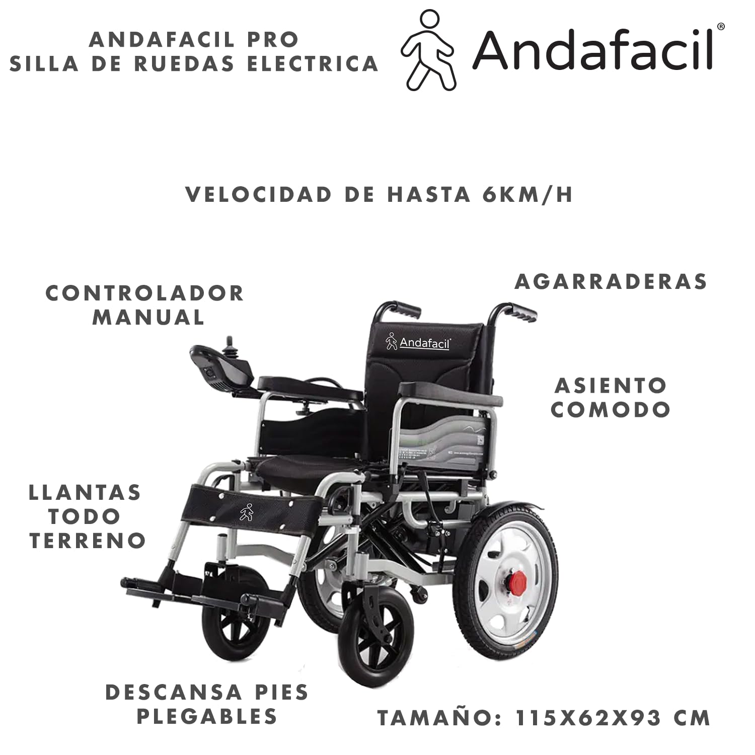 Silla de Ruedas Electrica Andafacil Moderna Plegable Todo Terreno