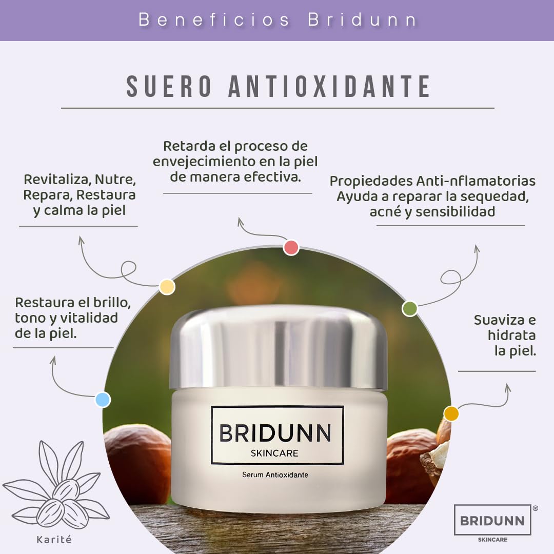 BRIDUNN SKINCARE KIT - Conjunto Suero Piel Radiante: Crema Facial Despigmentante quitamanchas y Suero Antioxidante con Karité | Elimina Manchas, Aclara el Tono y Previene el Envejecimiento | Natural y Libre de Químicos, para Todo Tipo de Piel