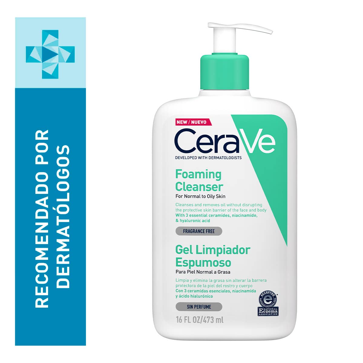 CeraVe Gel Limpiador Espumoso |473ml| Limpiador diario para piel mixta grasa o con acné | Libre de fragancia + Crema Hidratante |454gr| Hidrante diario para rostro y cuerpo para piel seca
