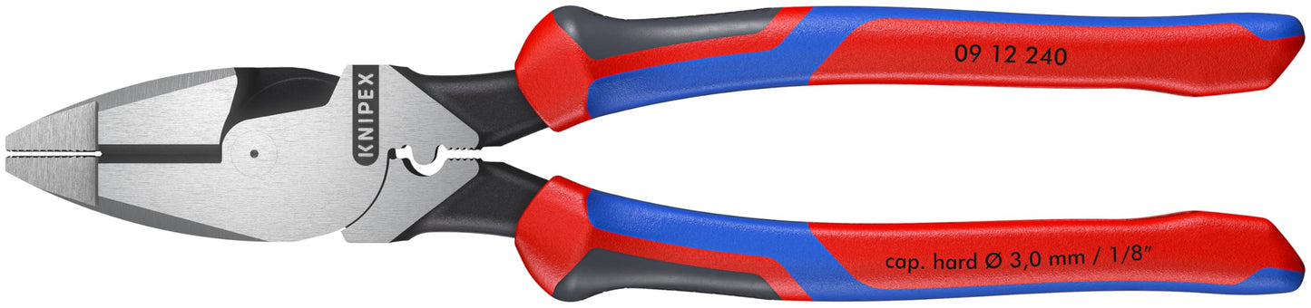 KNIPEX 09 12 240 Pinza de electricista Lineman's Pliers, modelo americano acabado pavonado,Plata, 240 mm