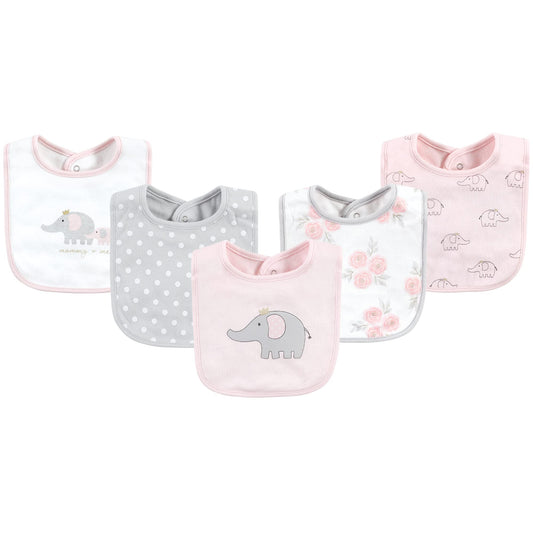 Baberos de Algodón Hudson Baby Rosa Gris Elefante Talla Única para Bebé
