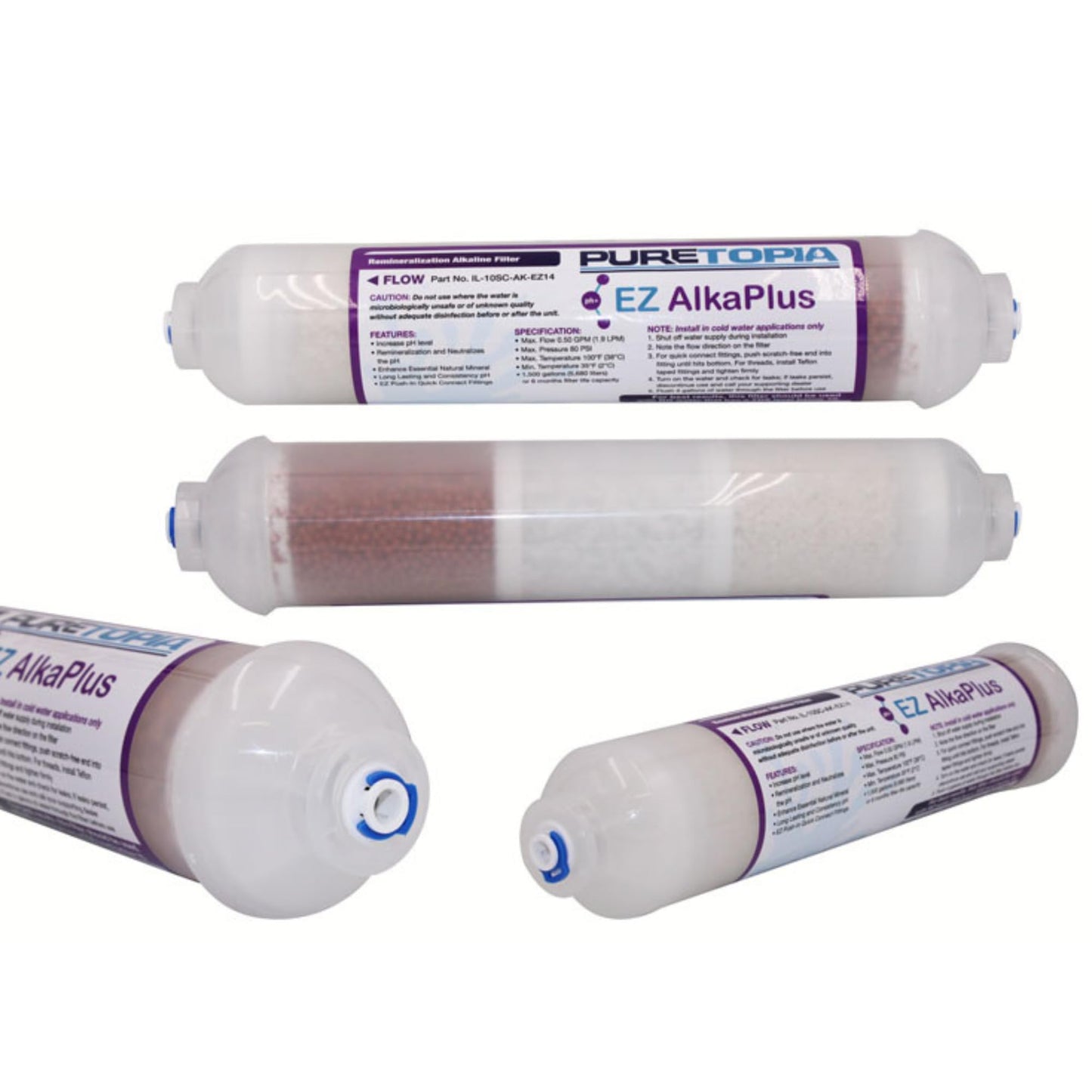 Filtro de Agua Alcalina PureT IL-10SC-AK-EZ14 de Remineralización Blanco con Sistema EZ Connect para Aumentar pH y Añadir Minerales Vitales