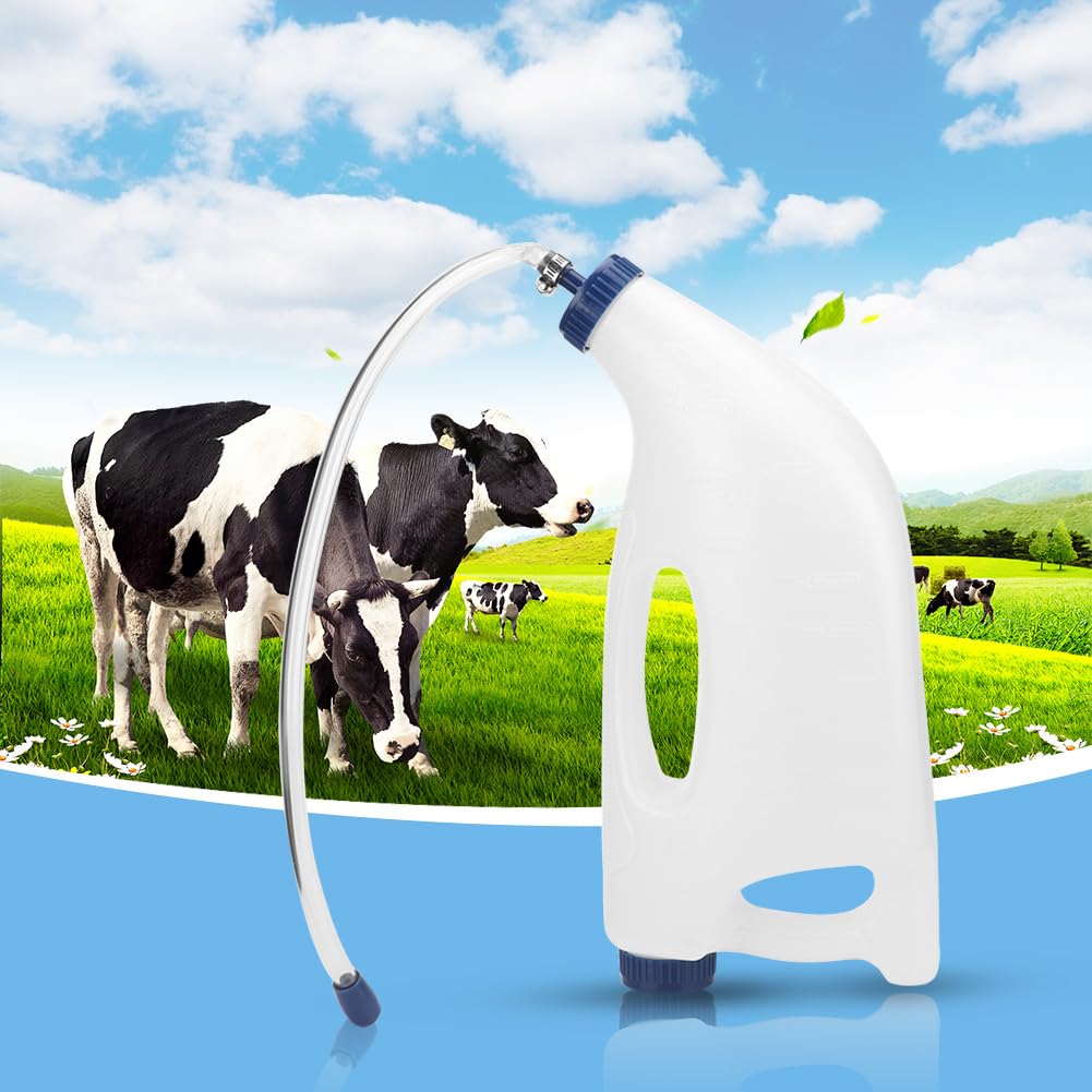 Alimentador de Terneros, Botella de Alimentación de Terneros de Plástico de 4L Que Proporciona Nutrición de Líquidos a los Terneros Sonda de PE Alimentador de Fluidos Botella de