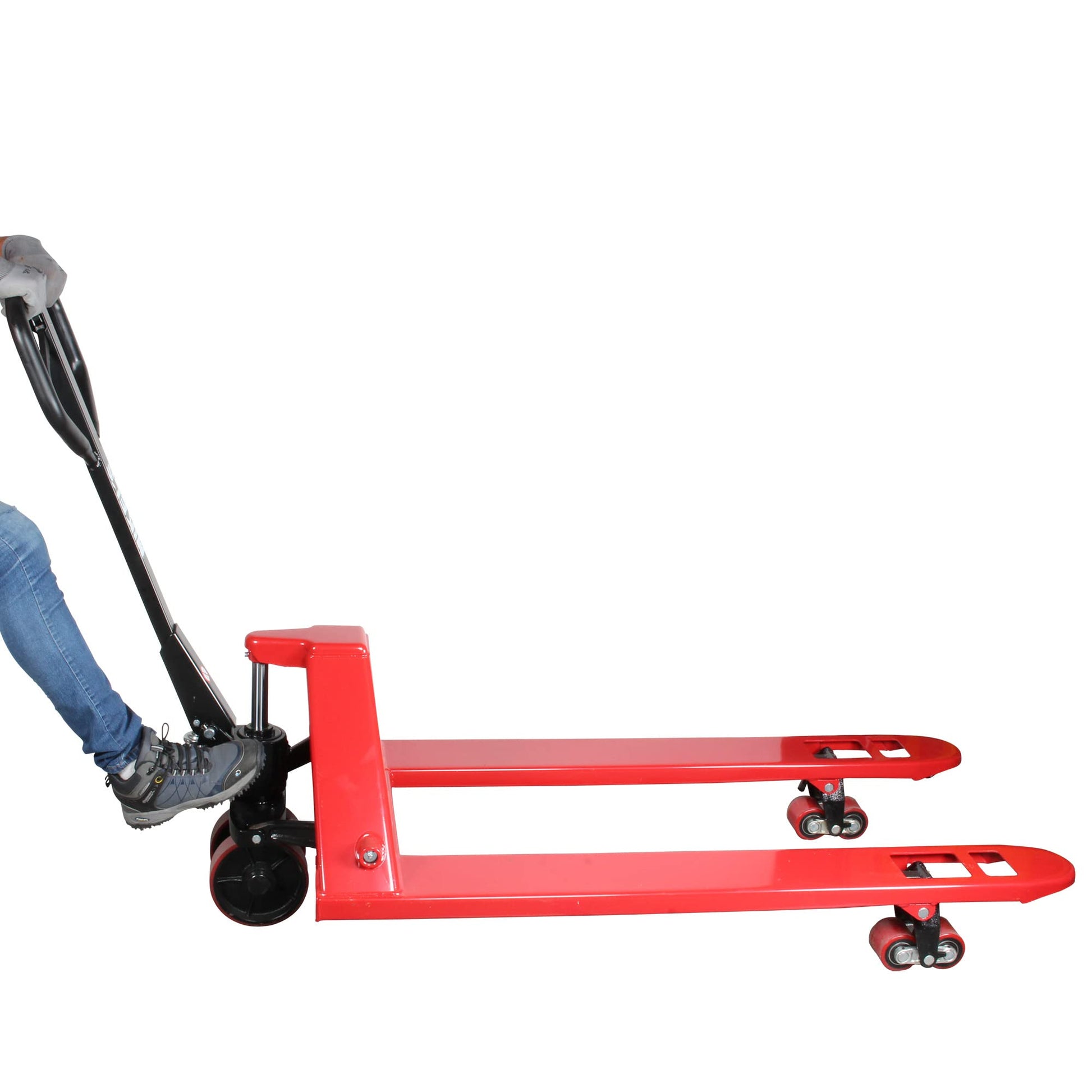 Patín Hidráulico MIKEL'S Rojo con Ruedas de Poliuretano Sistema Tándem 3 Toneladas