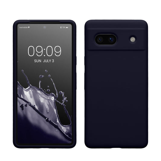 kwmobile Carcasa Compatible con Google Pixel 7a Funda - Case TPU y Silicona antigolpes - Apto Carga inalámbrica - Azul Oxford