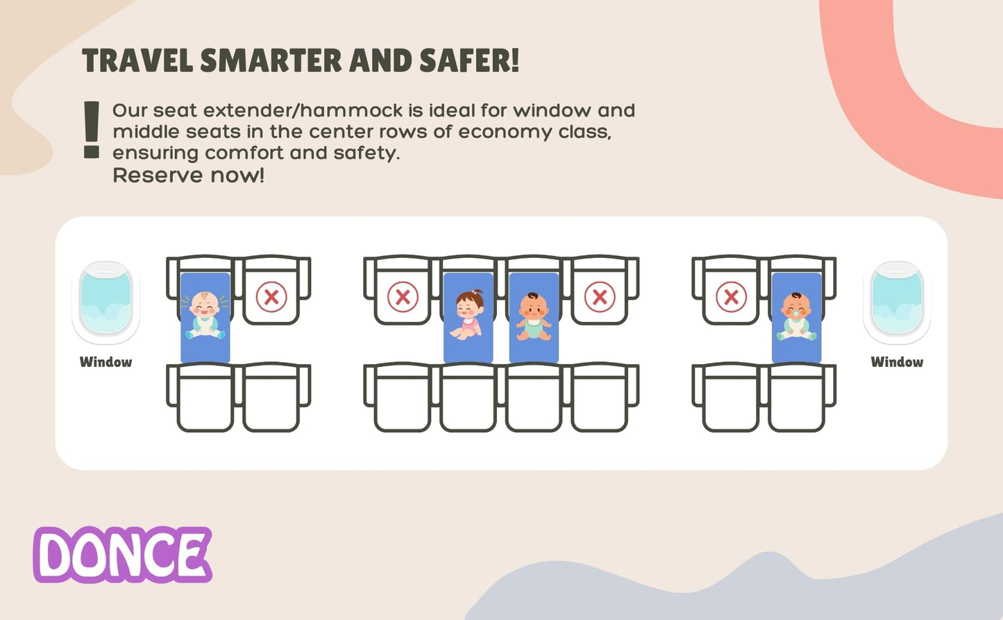 DONCE Cama de Avión para Niños Pequeños, Artículos Esenciales de Viaje de Avión para Niños Pequeños, Extensión de Asiento de Avión para Niños, Cama de Viaje Portátil para Avión para Vuelos Largos