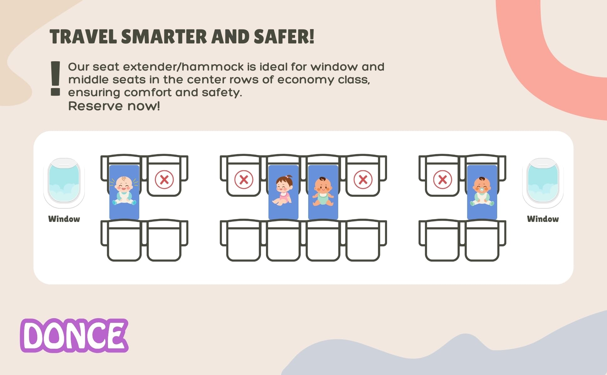 DONCE Cama de Avión para Niños Pequeños, Artículos Esenciales de Viaje de Avión para Niños Pequeños, Extensión de Asiento de Avión para Niños, Cama de Viaje Portátil para Avión para Vuelos Largos