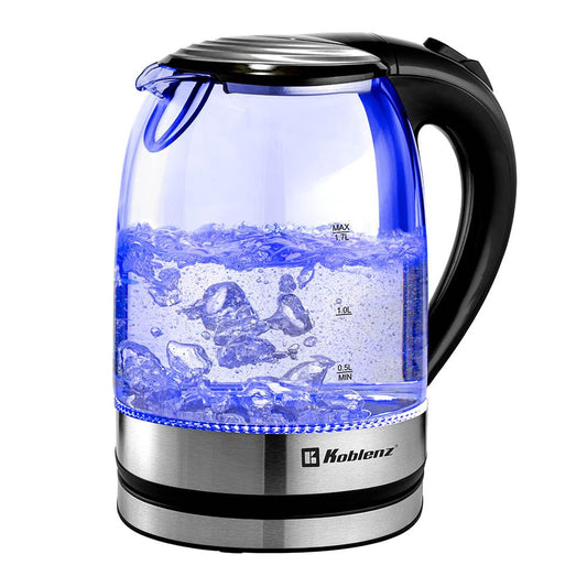 Koblenz Tetera Eléctrica, Hervidor de Agua Eléctrico de 1500 Watts y 1.7 Litros, Filtro Lavable, Base Giratoria de 360°, Luz LED y Apagado Automático, Hierve Agua, Infusiones, Té y Café (TEKM-1500 IN)