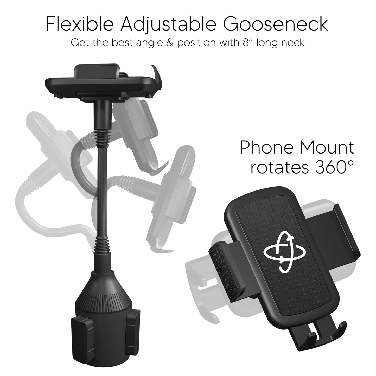Soporte para Teléfono Celular TalkWorks Negro Compatible con iPhone para Automóvil Cuello de Cisne 8 Pulgadas