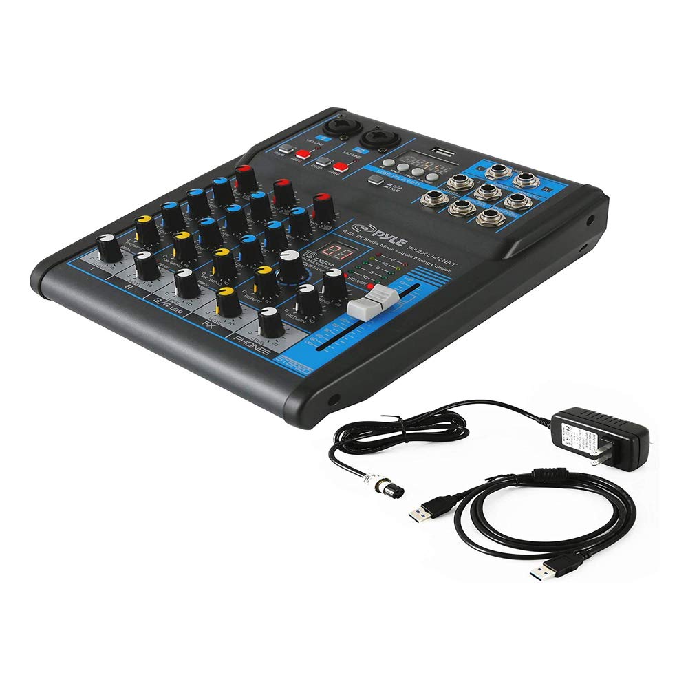 Consola Mezcladora de Audio Pyle USB Bluetooth para DJ Studio Streaming