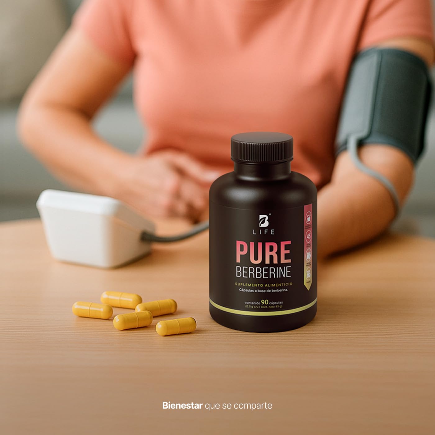 B Life Berberina HCL Pura | 90 Cápsulas | 1000 mg por porción | Ingredientes Naturales | Pure Berberine.