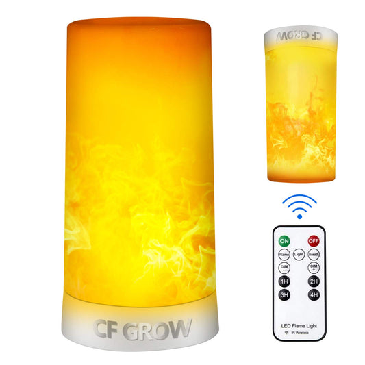 Luz LED con efecto de llama, recargable por USB, lámpara de mesa de llama, impermeable, regulable, 4 modos con efecto de detección de gravedad, control remoto inalámbrico IR y temporizador, para