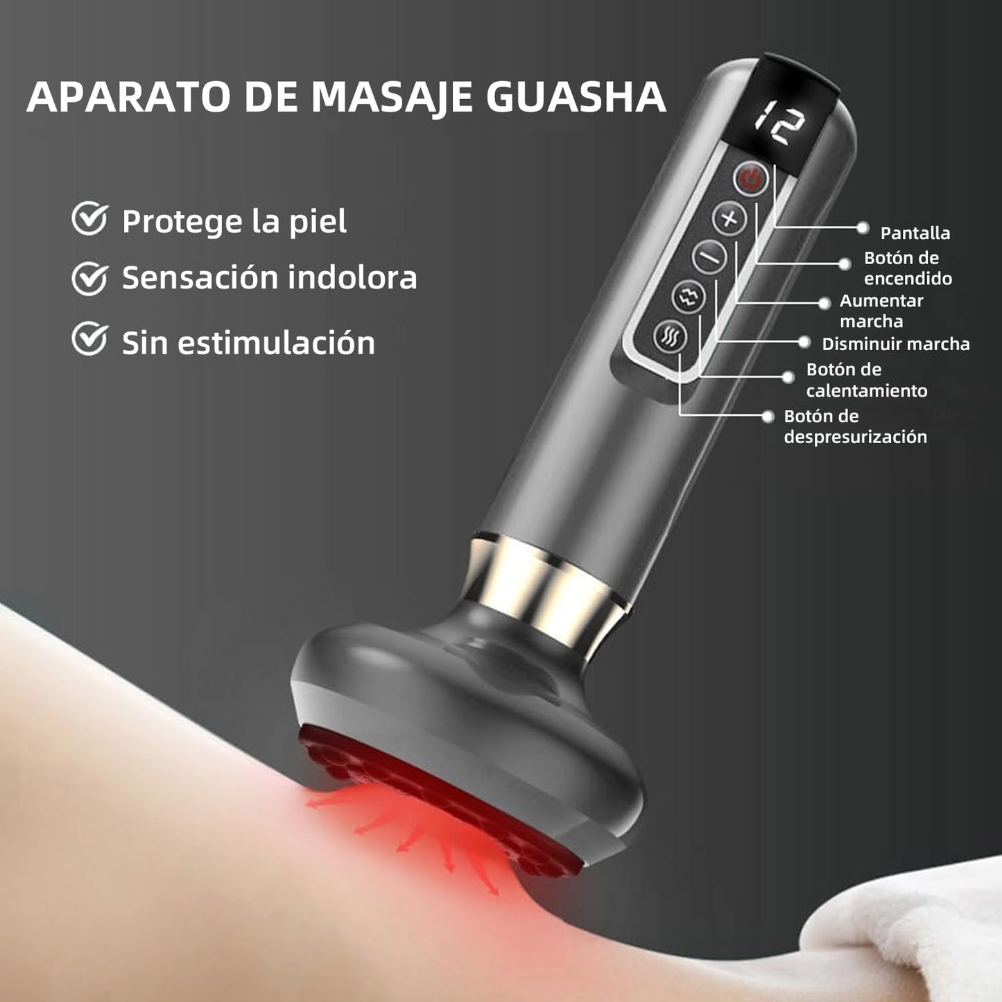 Masajeador anticelulitico,Bluile Cellulite Massager,Varially Anti Cellulite Massager,12 Niveles Removedoras De Grasa EléCtrica Con,for Cintura, Brazos Y Piernas (Gris)