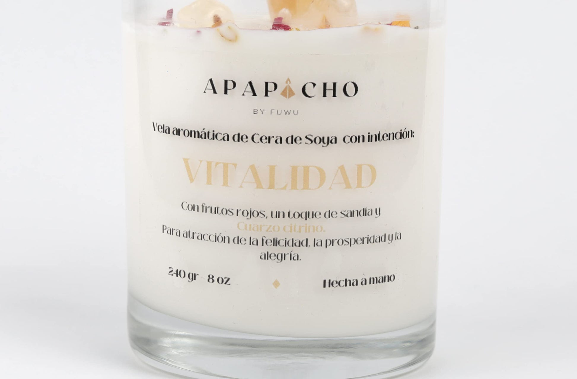 Fuwu, velas aromaticas relajantes de cera de soya con cuarzos naturales, velas decorativas hechas a mano con hierbas de olor, aromatizantes para hogar, velas aromaticas (Frutos rojos con sandía)