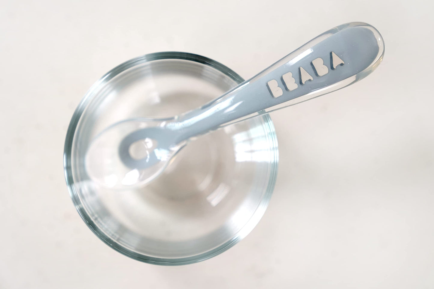 BEABA Cucharas de silicona de segunda etapa para bebés que se alimentan solos, las cucharas de silicona de punta blanda originales, sin ftalato de plomo BPA ni plástico, gran juego de regalo (paquete de 4) (salvia)