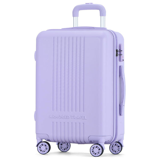 Maleta De Viaje Carry On 20" de Mano Cabina 10kg Rígida Doble Refuerzo Con * TSA Lock * Luggage suitcase Armored Travel (Lila)
