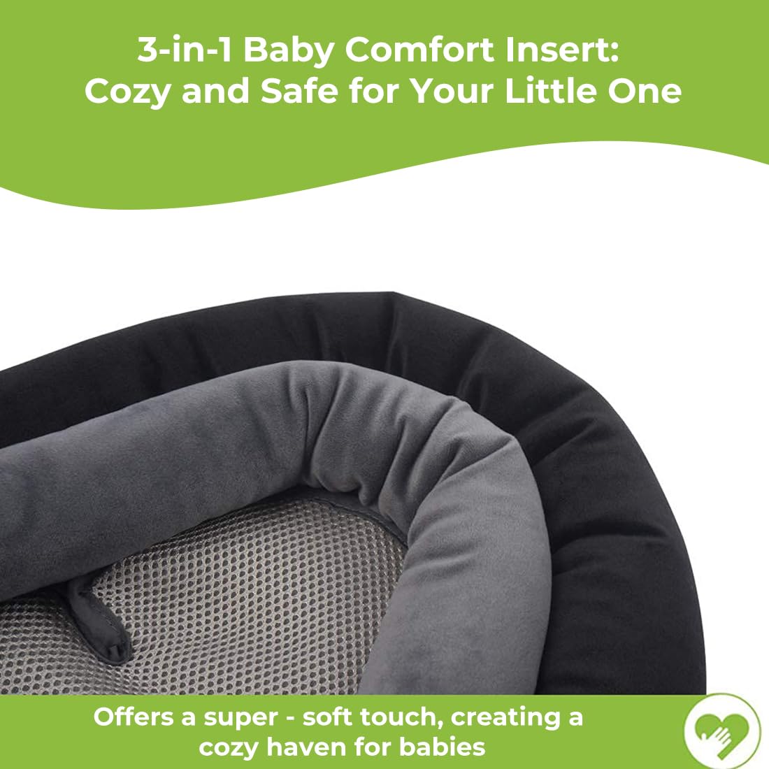 (Black Gray) - COOLBEBE Upgraded 3-in-1 Baby Head Neck Body Support Pillow for Newborn Infant Toddler - Extra Soft Car Seat Insert Cushion Pad, Perfect for Carseats, Strollers, Swings