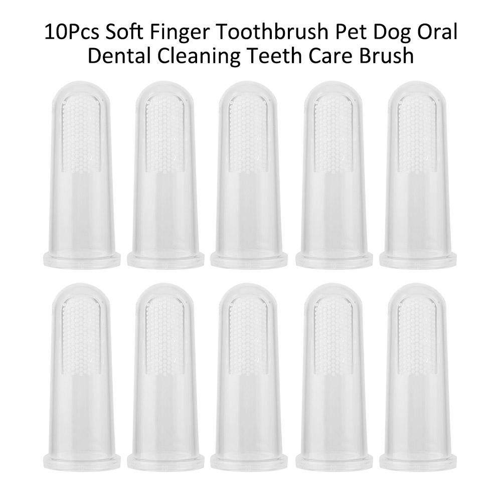 Cepillo de Dientes de Silicona Taidda Transparente Juego de Dedos para Mascota Perro