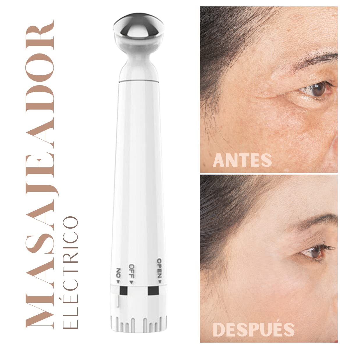 Masajeador Anti-arrugas Eléctrico Para Ojos Reafirmante Ojos, Antiarrugas eléctrico Masajeador de Ojos por vibración, Círculos Oscuros Anti envejecimiento, Masajeador de Ojos Antiarrugas, Portátil, Cuidado de los Ojos