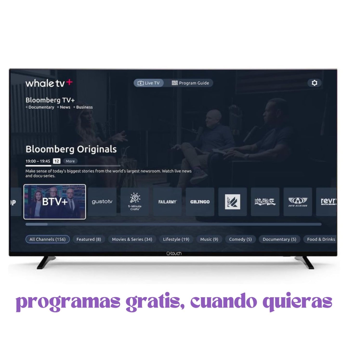 Pantalla LED Smart HD Q-touch Negra Sistema Whale Os Dolby Audio 32 Pulgadas