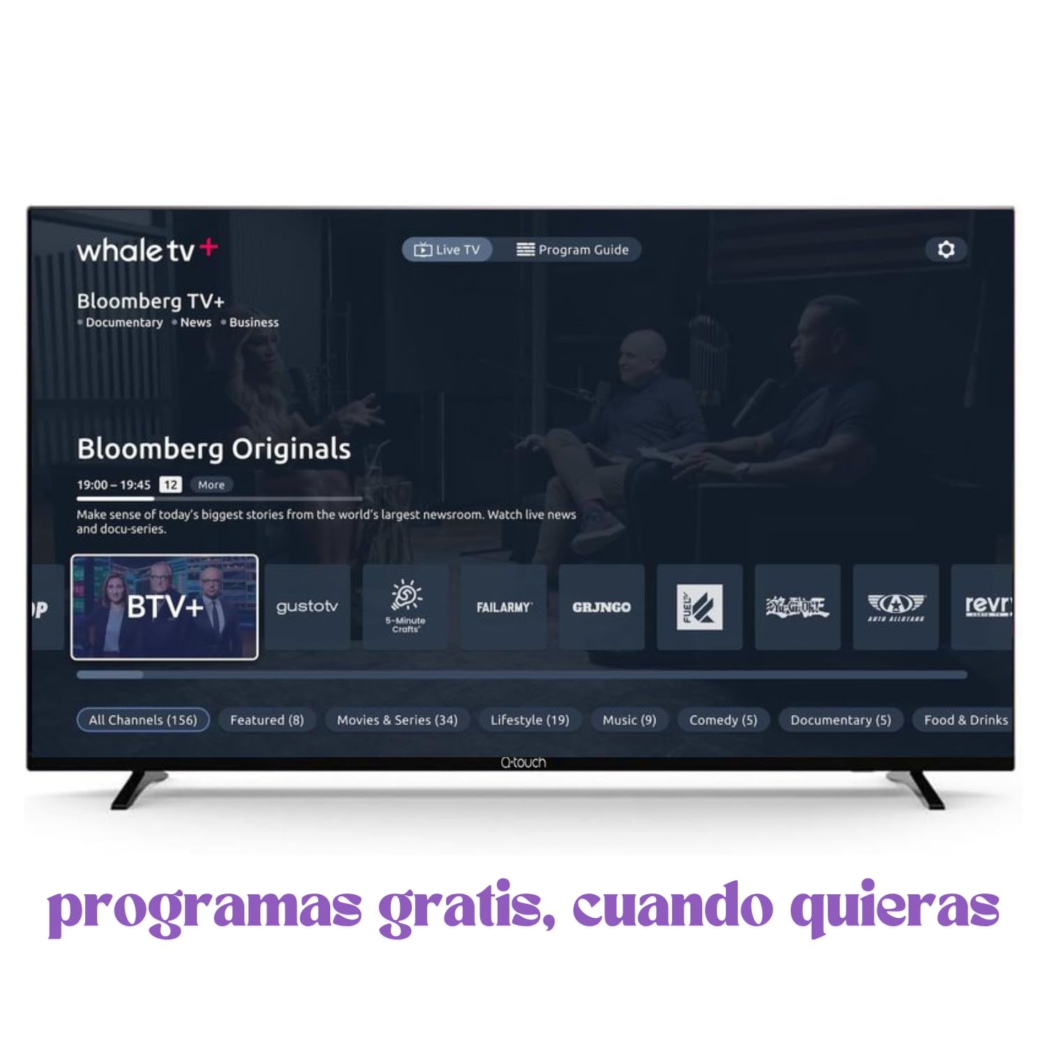 Pantalla LED Smart HD Q-touch Negra Sistema Whale Os Dolby Audio 32 Pulgadas