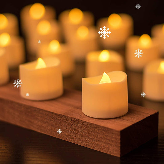 Velas LED de Té Paquete 12 Pilas Amarillo Cálido Efecto Parpadeo para Decoración Hogar y Fiestas