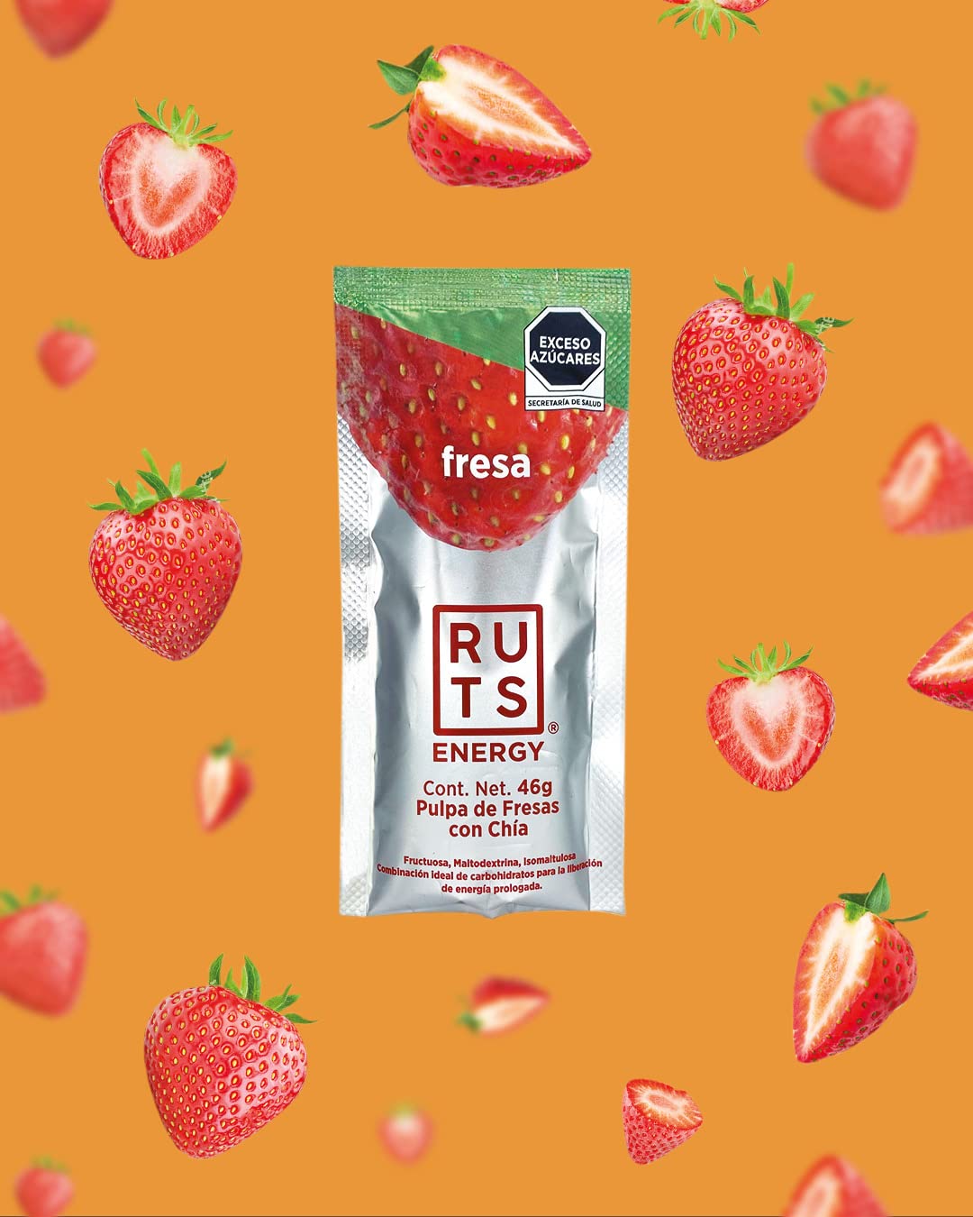 Gel Energético Fresa Ruts Caja de 12 Unidades